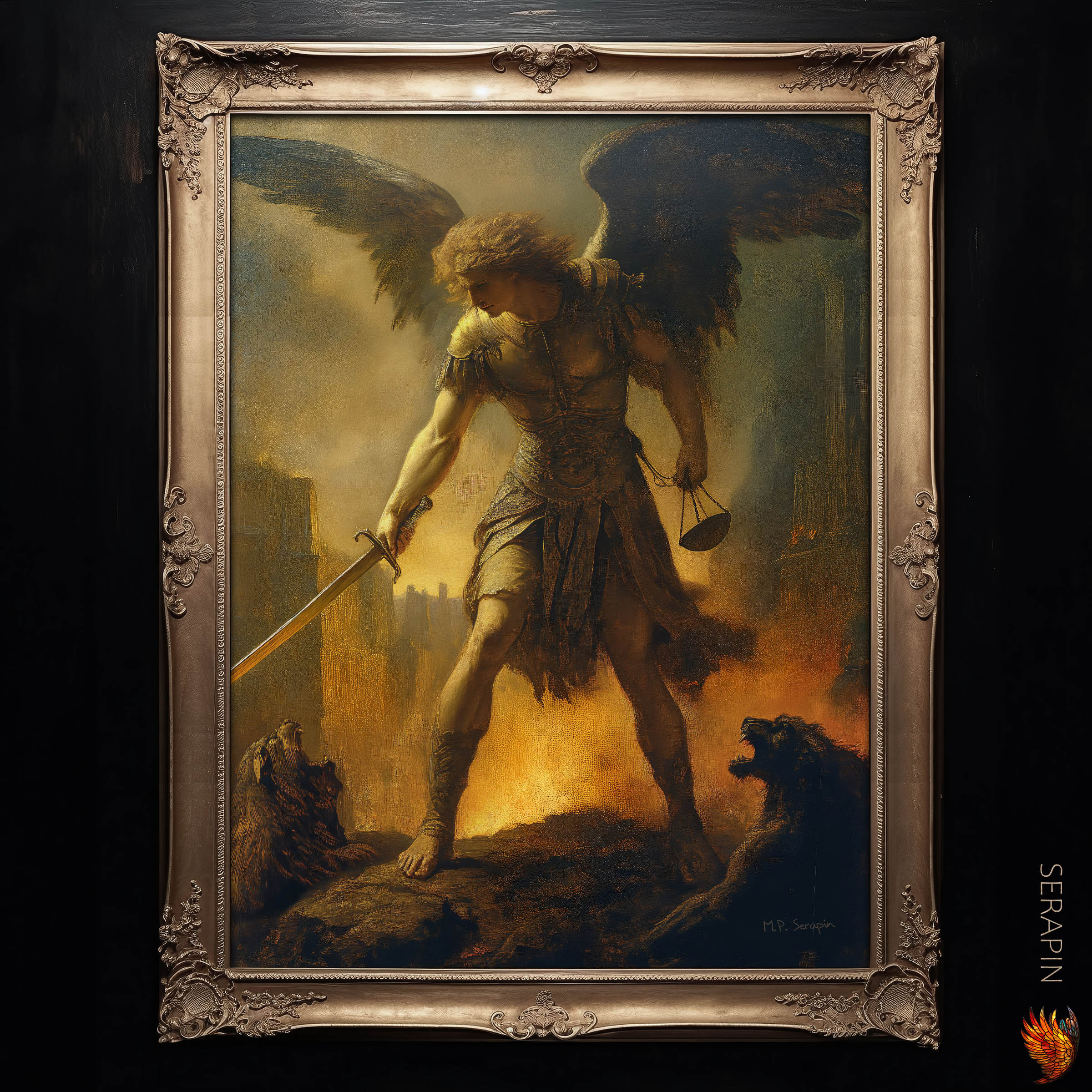 Angel of Justice — original Catholic art by M.P. Serapin