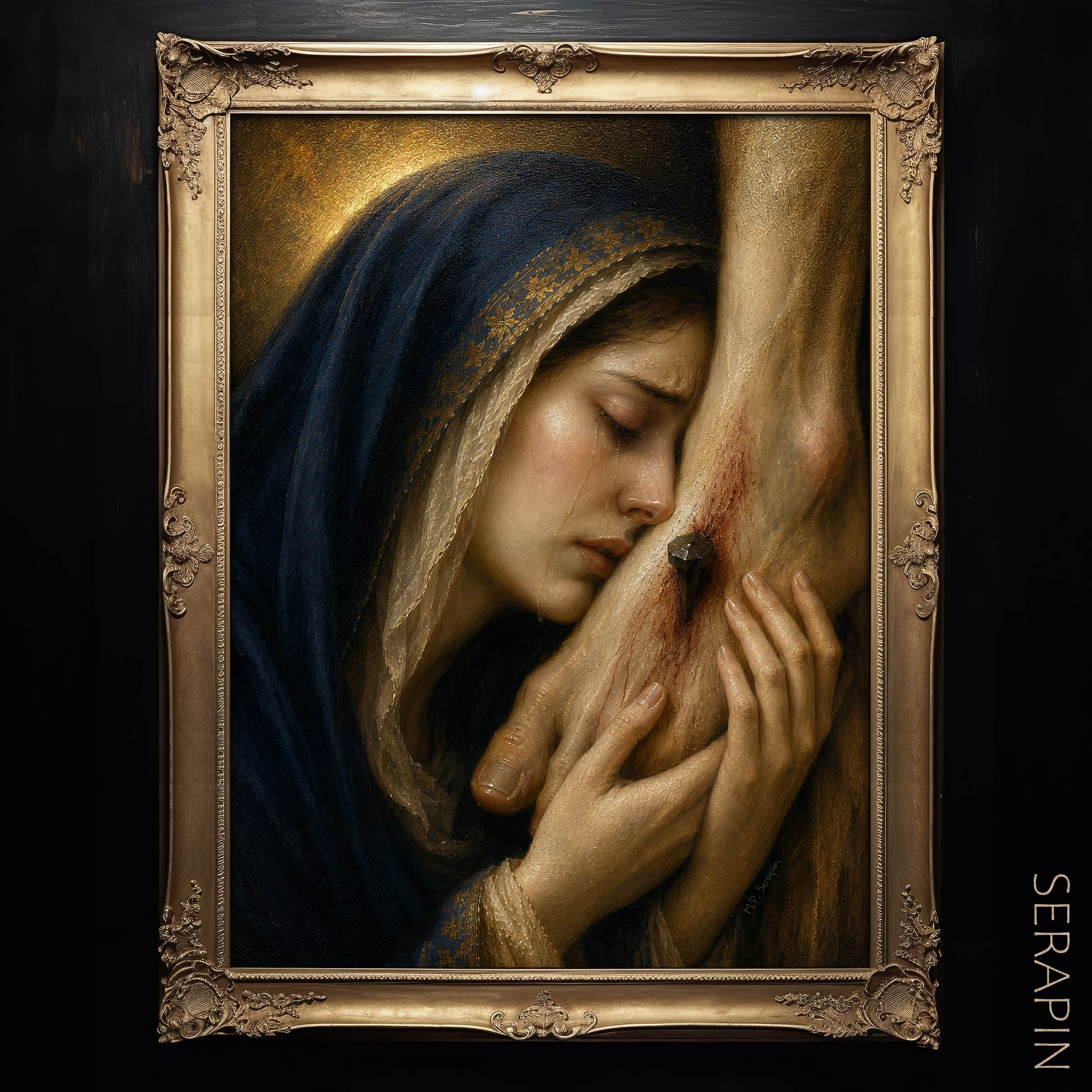 At The Foot Of The Cross — original Catholic art by M.P. Serapin