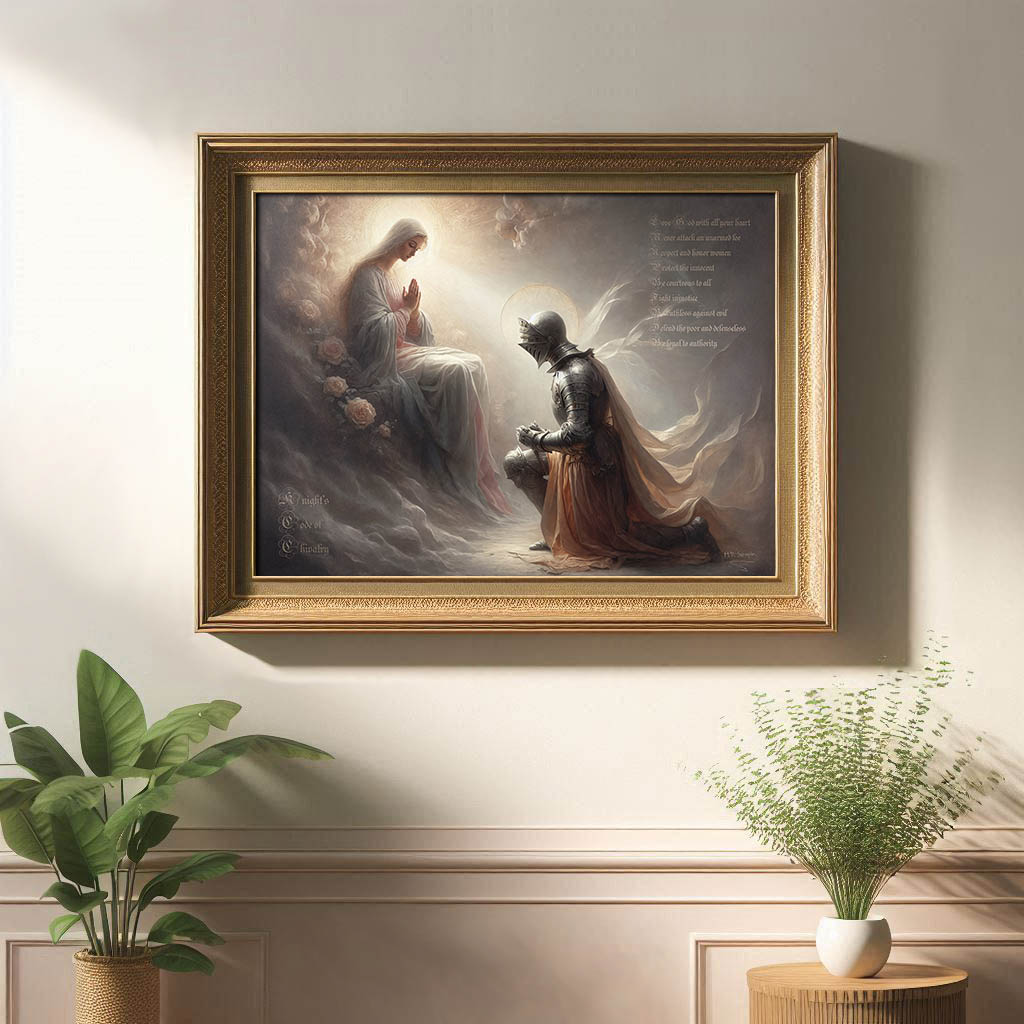Knight's Code of Honor 2 — original Catholic art by M.P. Serapin