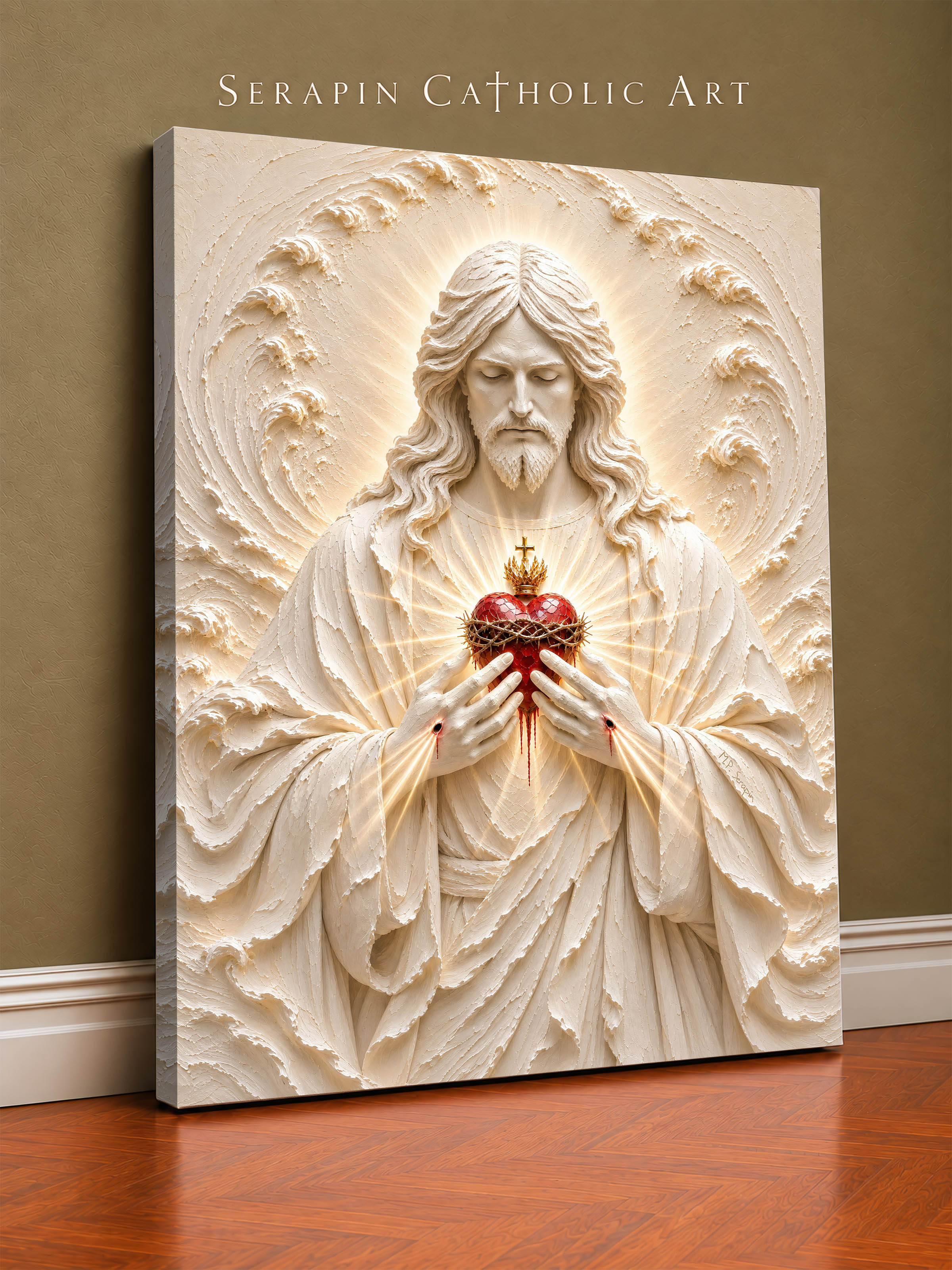 Sacred Heart of Jesus 3 — original Catholic art by M.P. Serapin