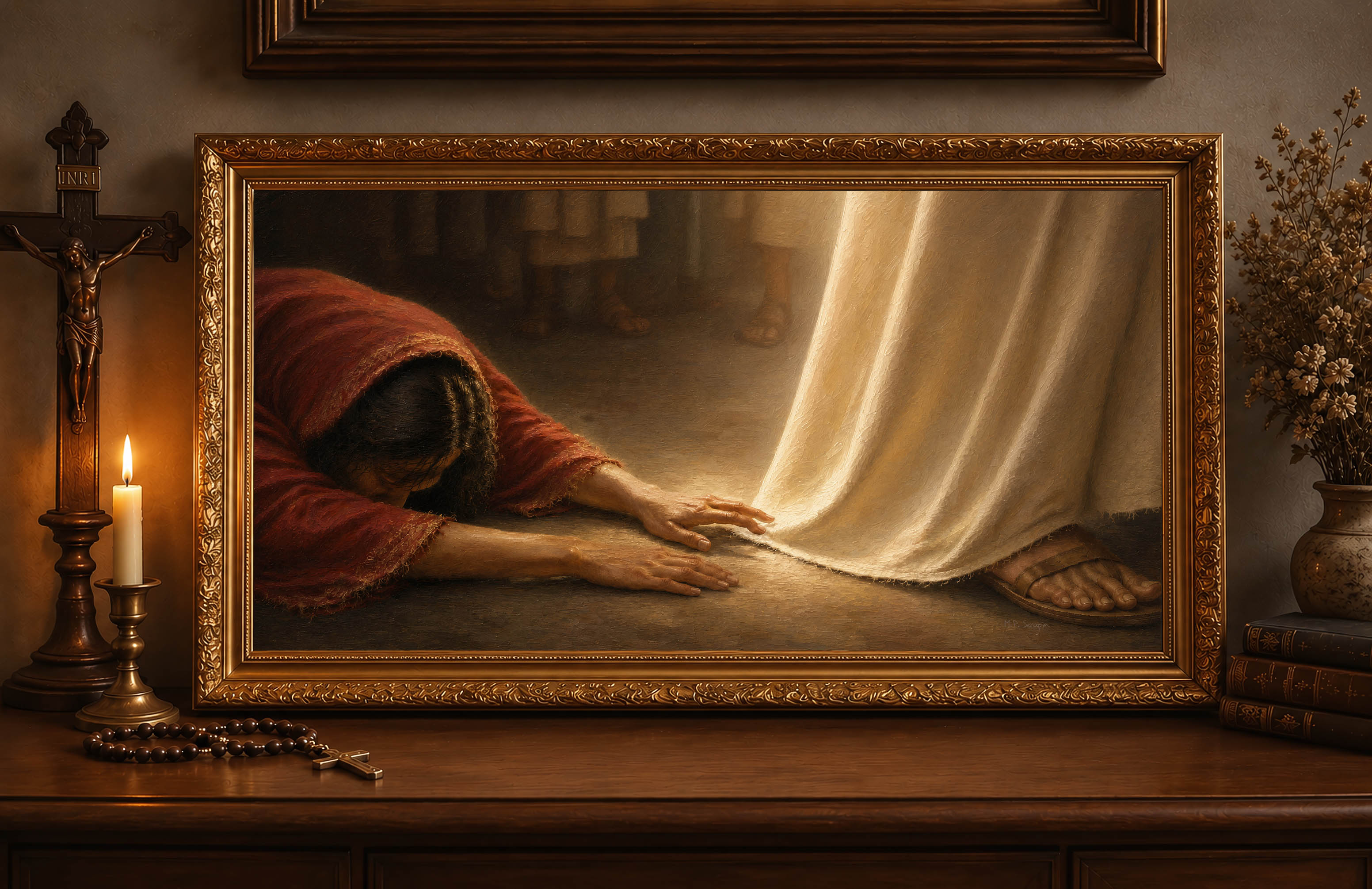 Woman of Faith — original Catholic art by M.P. Serapin